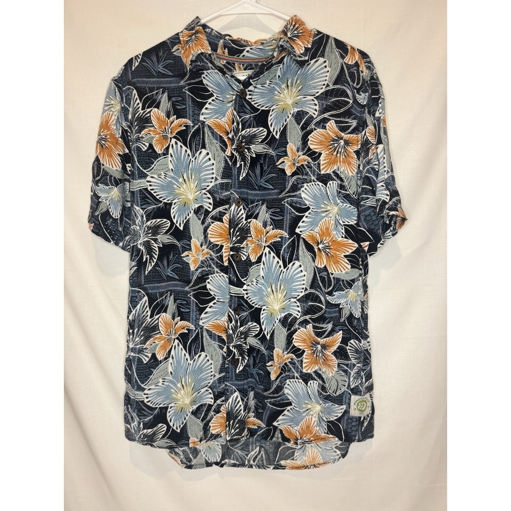 Margaritaville Men's M Hawaiian Shirt Tropical Floral Parrot 1977 Button Up